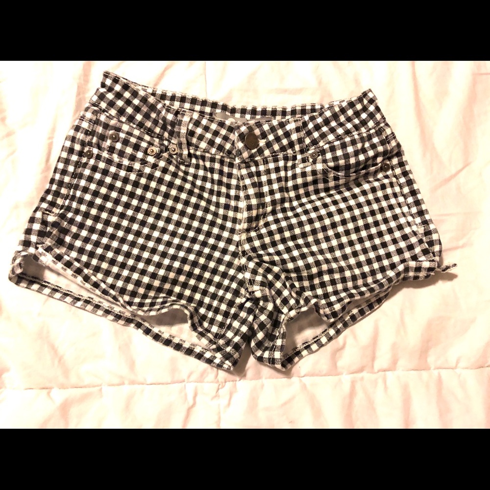 Little girls gingham denim shorts